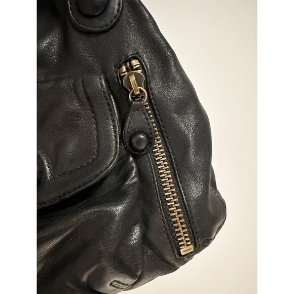 Linea Pelle Black Leather Shoulder Bag Large - Picture 4 of 11